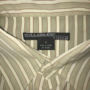 Men’s dress shirt EUC tan w/cognac stripes size XL